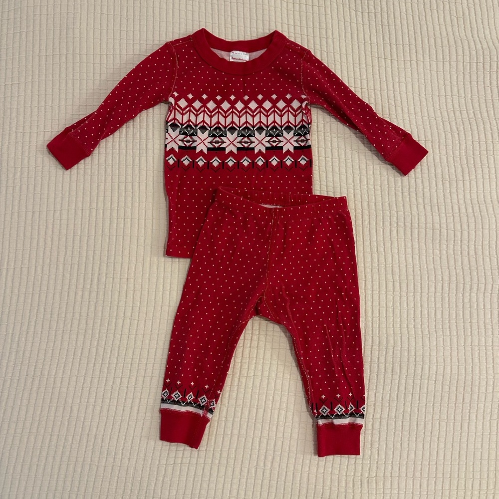 Hanna Andersson Red and White Patterned Kids Pajama Set